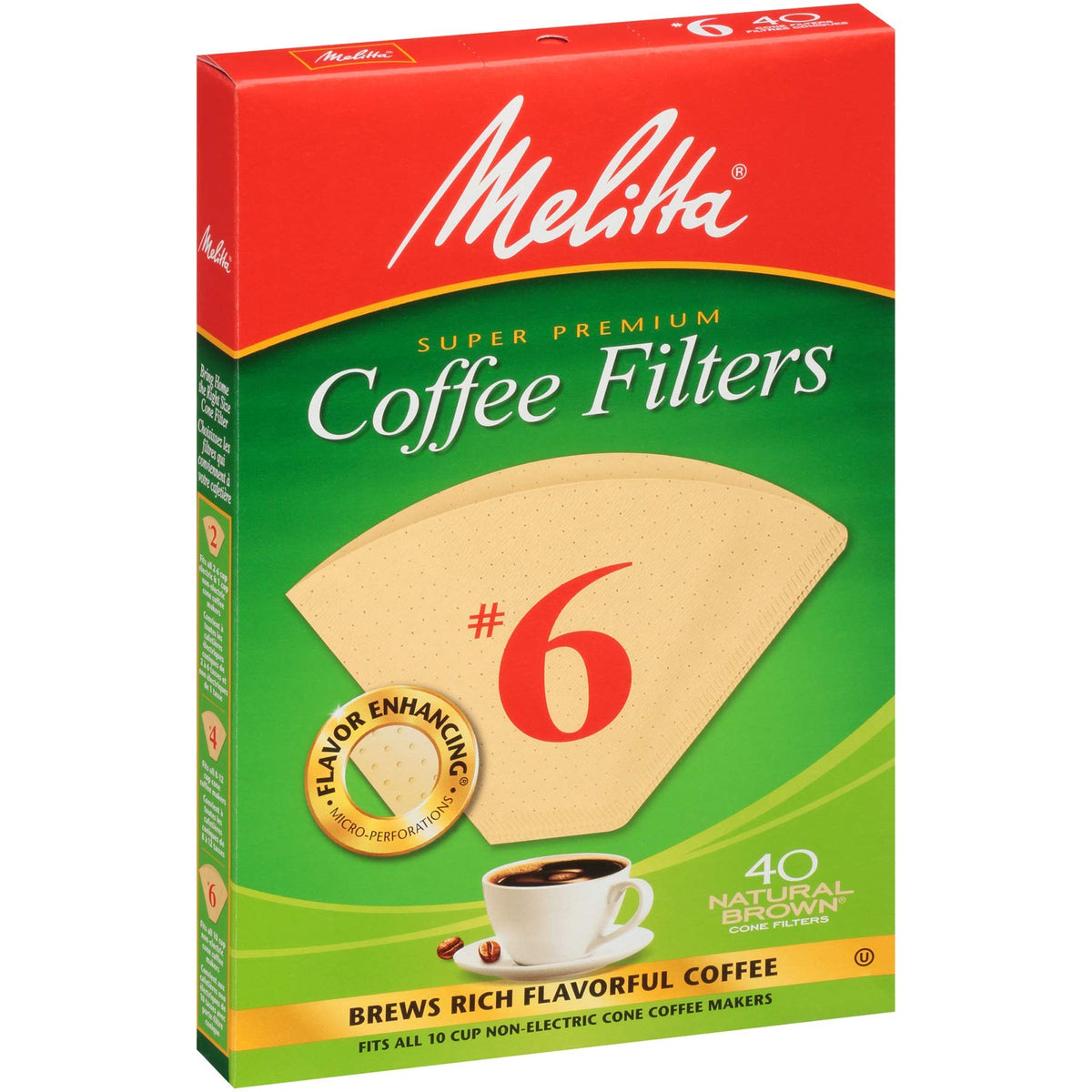 Melitta cone filters compostable paper supporting eco-friendly practice.