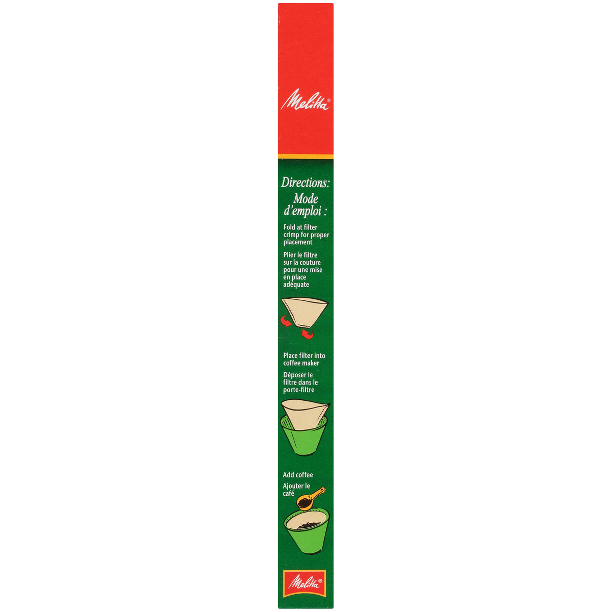 Melitta cone filters stacked packs for easy storage and access.