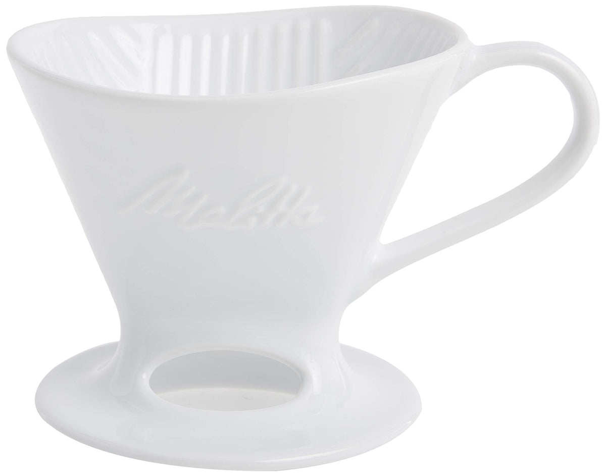 Melitta porcelain pour-over cone top view for precise single-cup brewing.