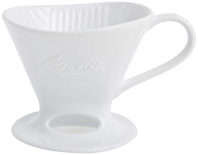 Melitta porcelain pour-over cone top view for precise single-cup brewing.