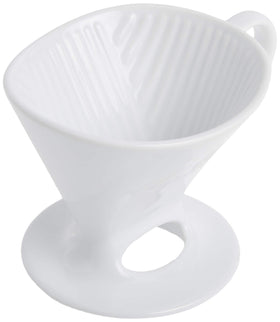Melitta pour-over cone side detail showing streamlined design for even extraction.