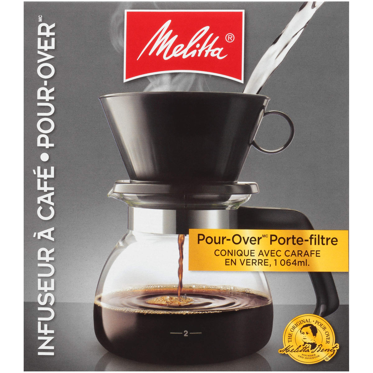 Melitta pour-over kit with cone, carafe, and starter filters