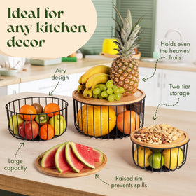 Melka Home large stackable basket on counter demonstrates space-saving storage.
