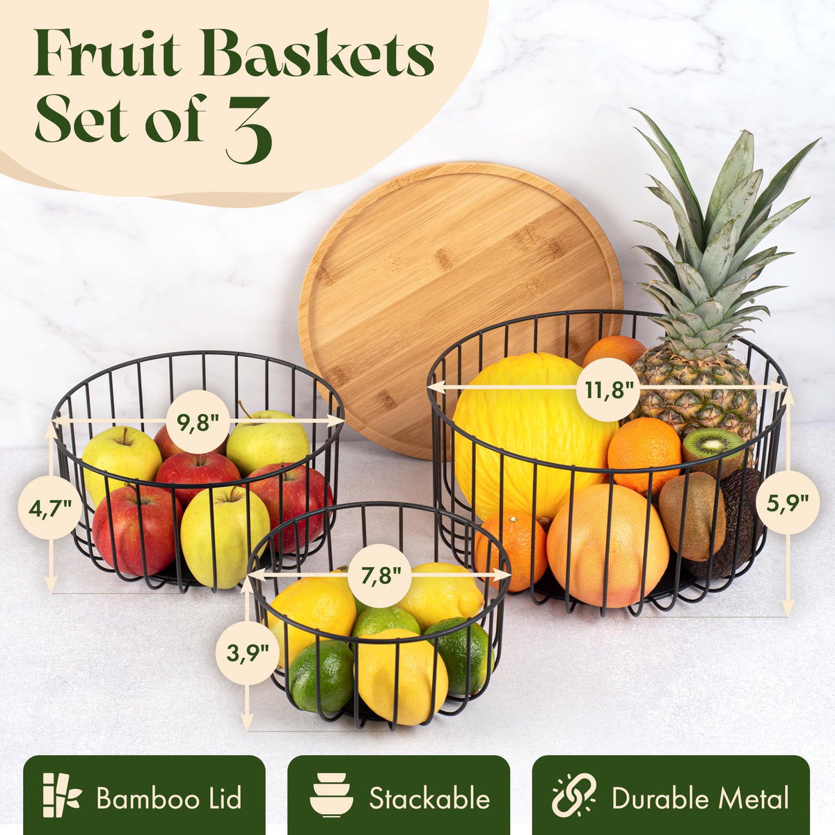 Melka Home medium stackable basket highlights compact produce storage.
