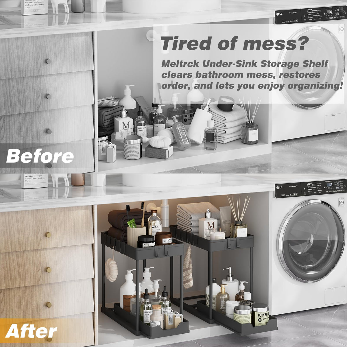 Meltrck 12.8-inch organizer saves vertical space for bulky items