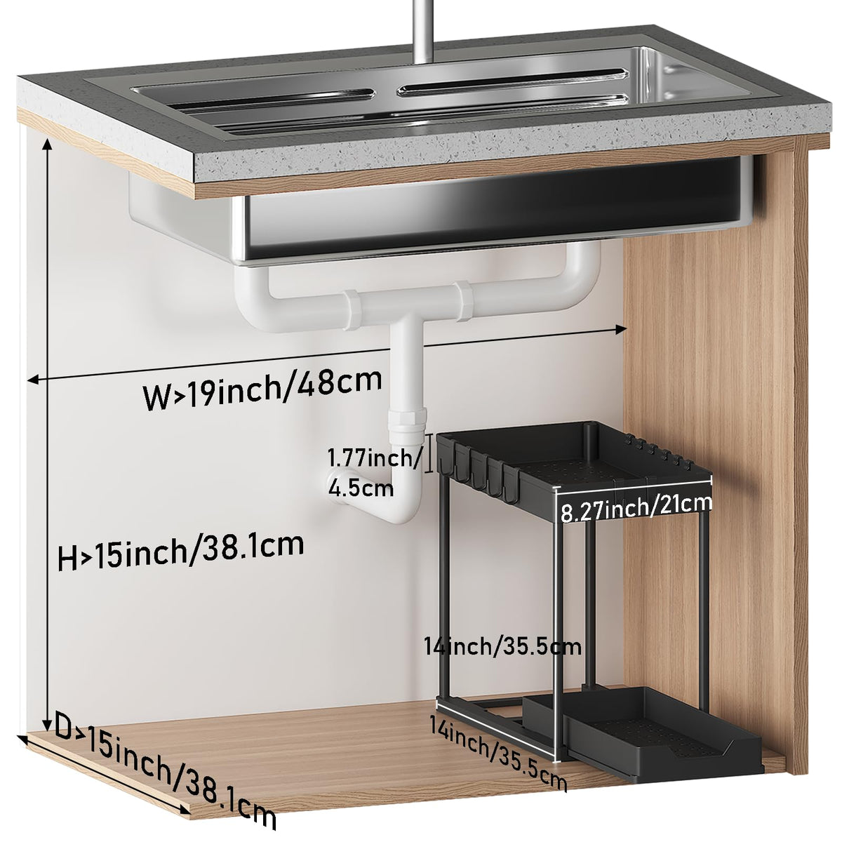 Meltrck versatile organizer for kitchen, bathroom, pantry, or laundry