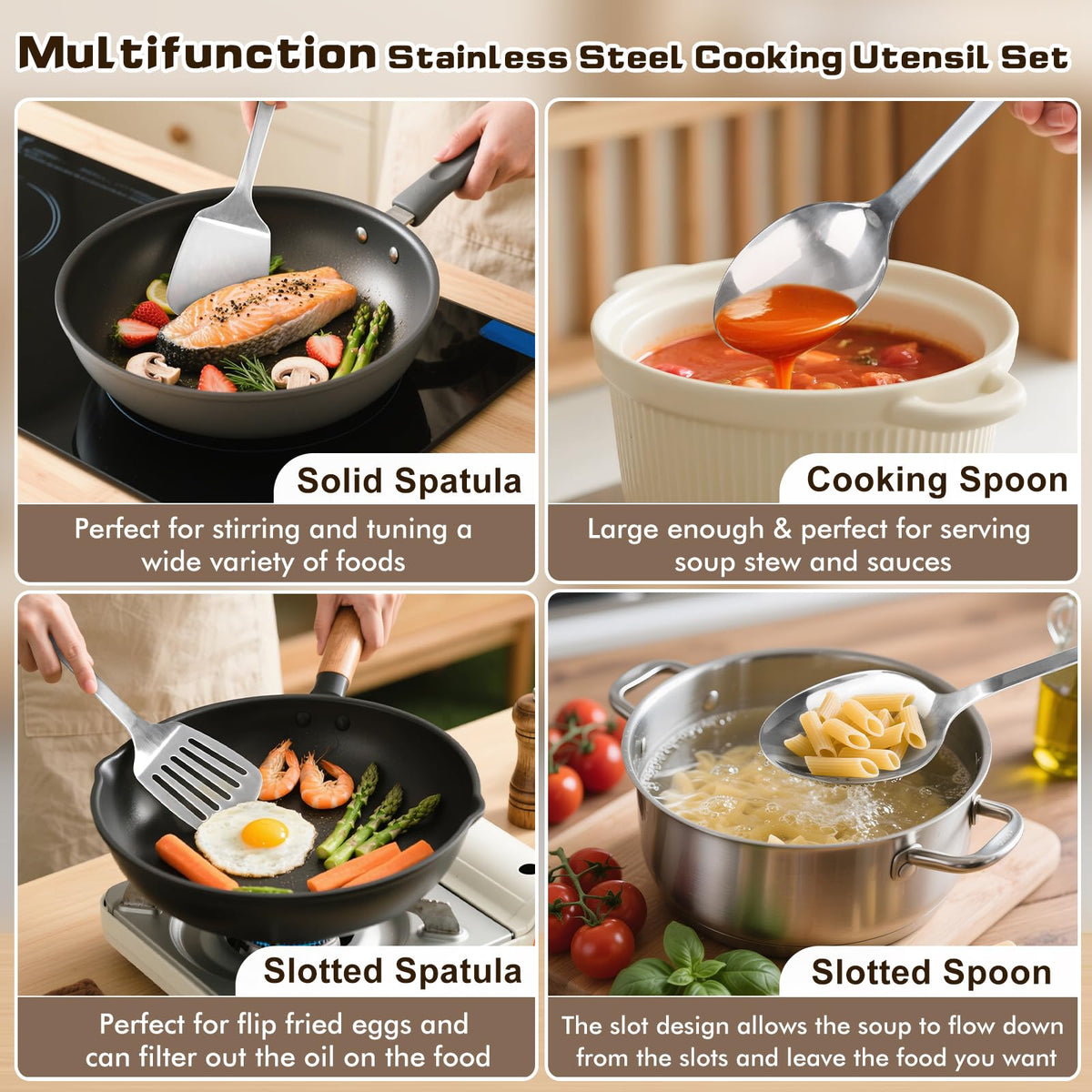 MemoGem slotted spoon with drainage for frying and draining