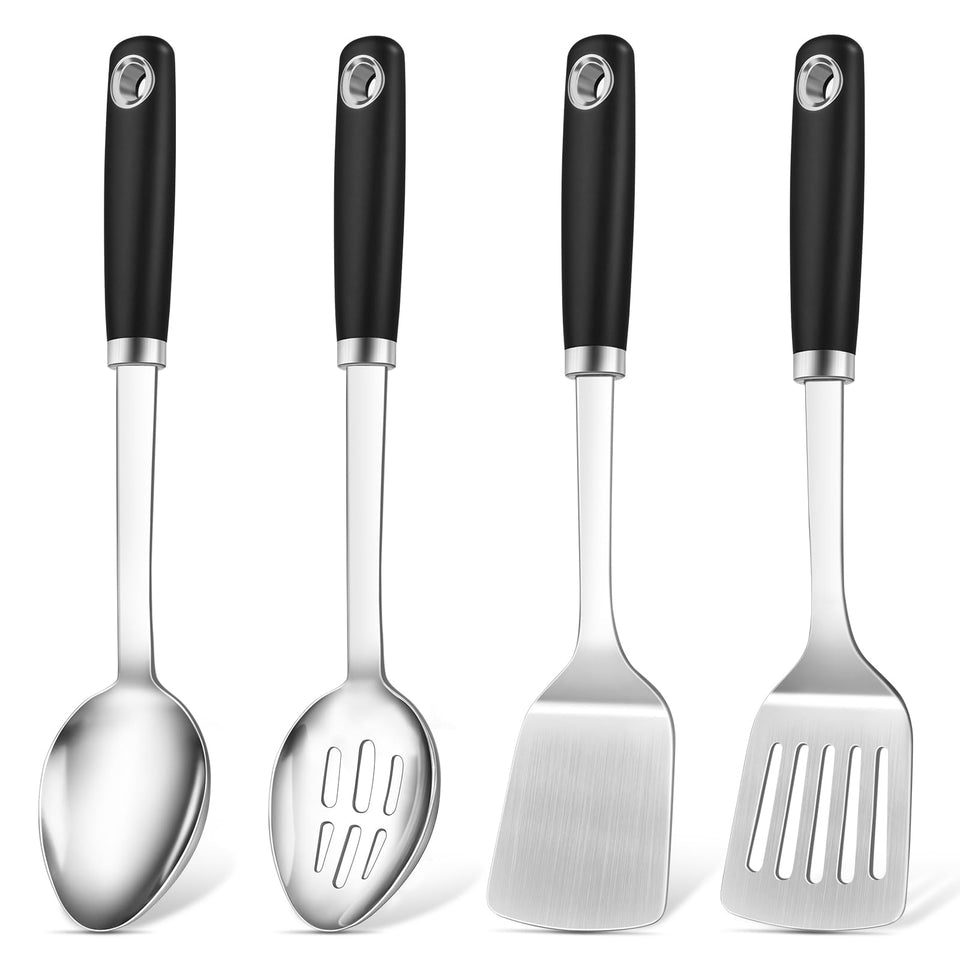 MemoGem 4pcs cooking utensils set with durable stainless steel for daily use