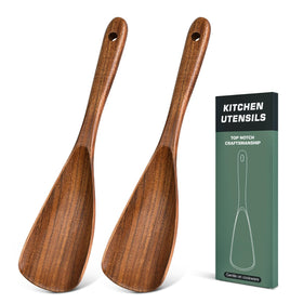 MemoGem acacia wood spatula, smooth surface for gentle stirring and serving