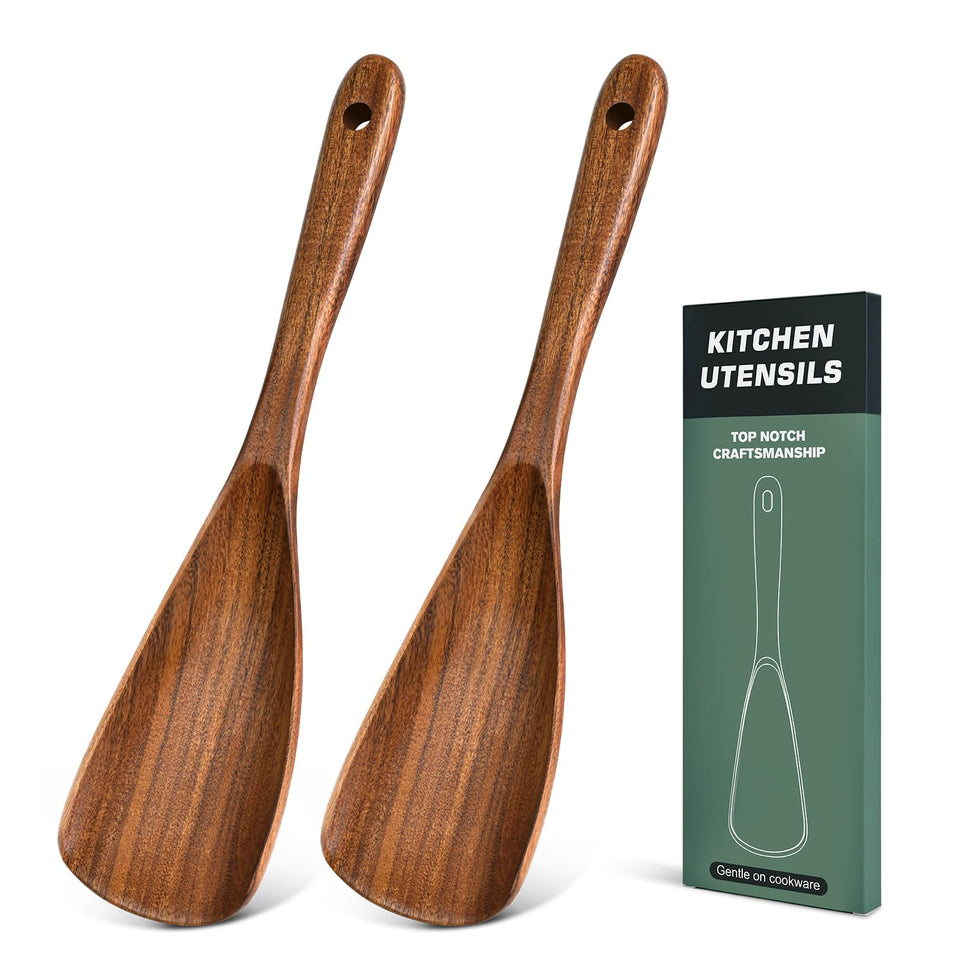 MemoGem acacia wood spatula, smooth surface for gentle stirring and serving