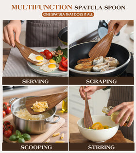 MemoGem BPA-free acacia spatula, natural oil-friendly and long-lasting for everyday use