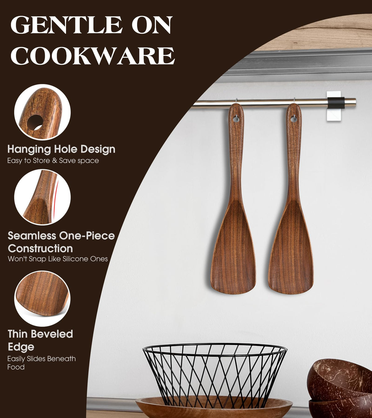MemoGem one-piece design spatula, seamless head and handle for easy cleaning