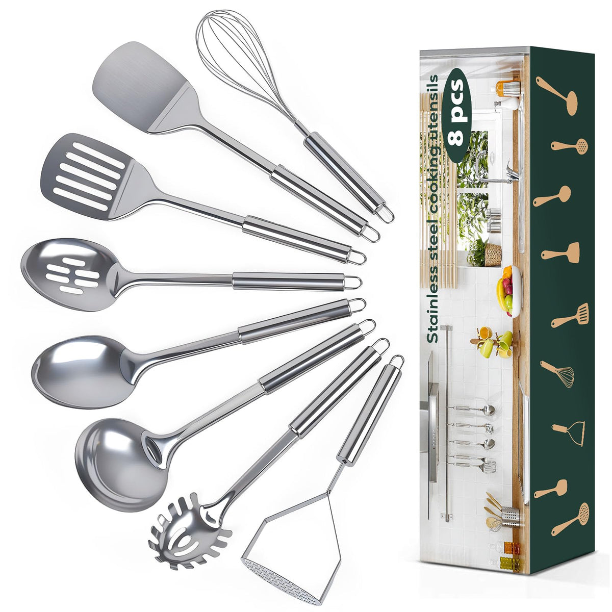 MemoGem slotted spatula in action, heat-resistant stainless steel for precise flipping
