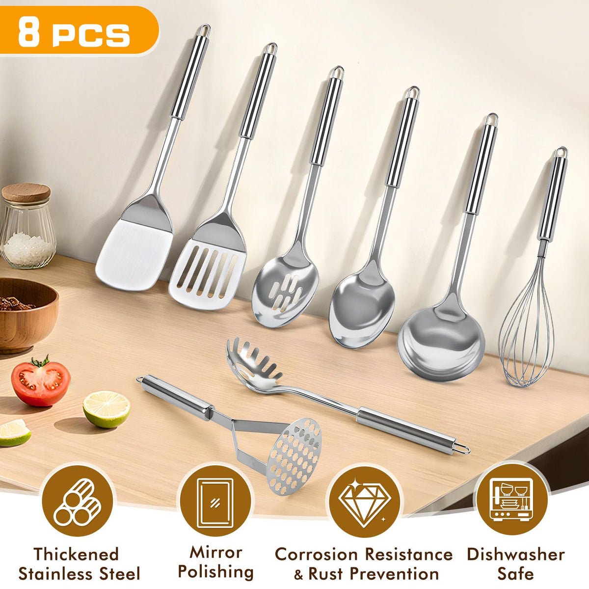 MemoGem solid spatula with sturdy blade for nonstick pans and robust turning