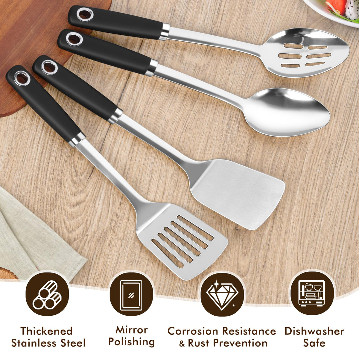 MemoGem stainless steel slotted turner drains grease while lifting food
