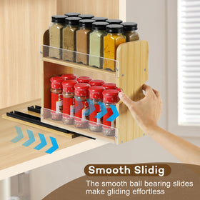 Memxike easy-assembly spice rack fits standard cabinets for quick setup.