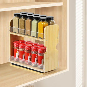 Memxike kitchen cabinet organizer keeps spices visible and easy to reach.