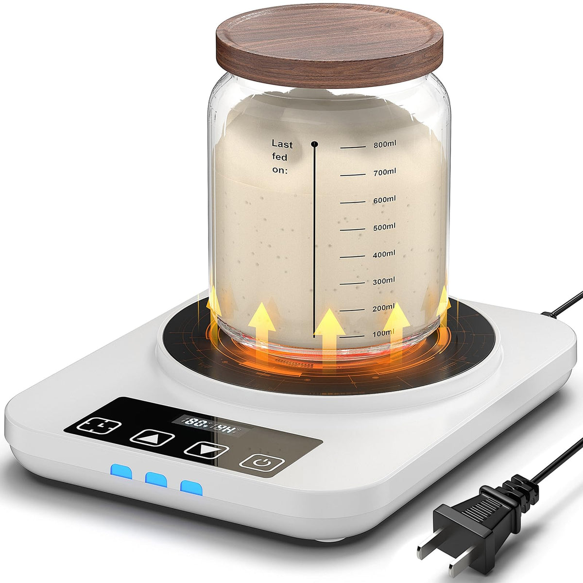 Mengbei electric sourdough warmer top view shows precise temperature control for steady fermentation.