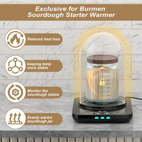 MENGBEI clear borosilicate dome view of starter while trapping warmth