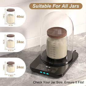 MENGBEI large glass dome covers 40oz jars for consistent heat distribution