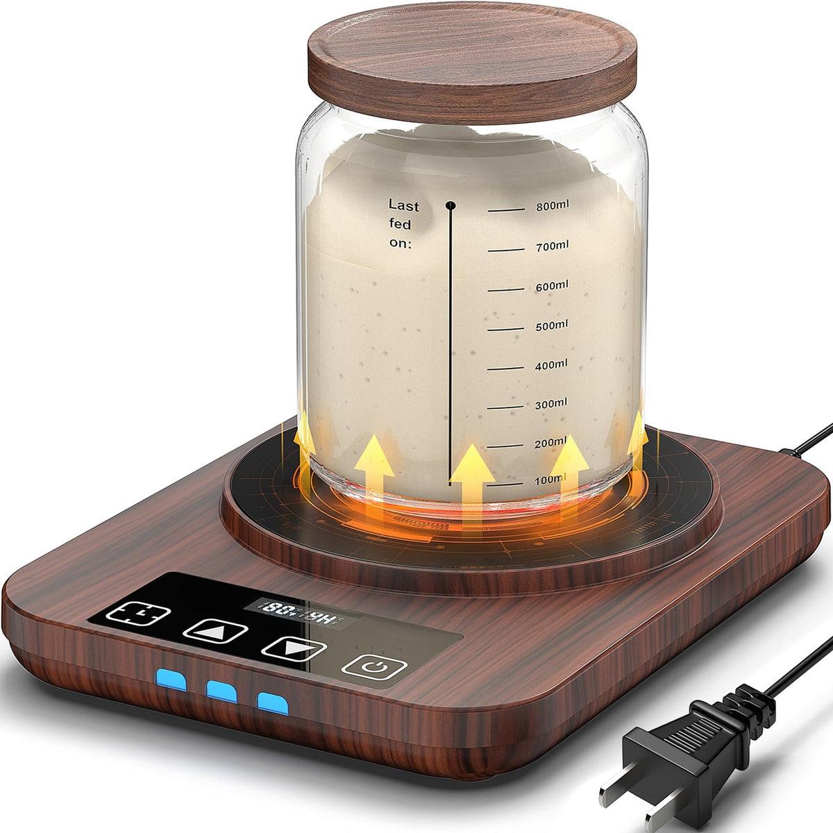 MENGBEI sourdough warmer with wood grain design provides steady fermentation heat