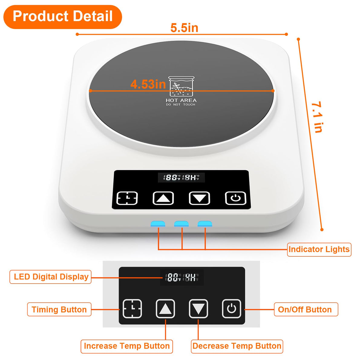 Mengbei thermostat control panel closeup demonstrates easy temperature and timing adjustments.