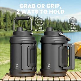 Meoky 128oz bottle with 2-in-1 lid for sip and swig on outdoor adventures
