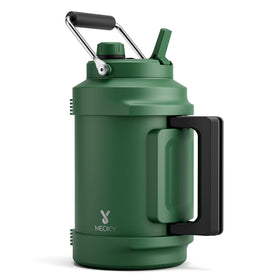 Meoky 128oz bottle with top handle for easy carrying on hikes.