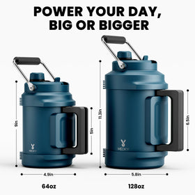 Meoky 128 oz bottle stays ice-cold for hours on outdoor adventures.