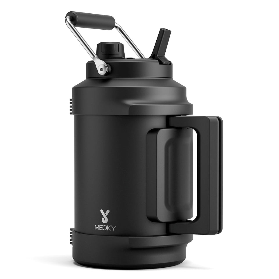 Meoky 128oz bottle with top handle for on-the-go hydration during hikes