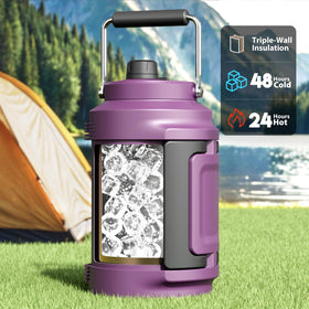 Meoky bottle with fold-out side handle for secure grip on rugged trails.