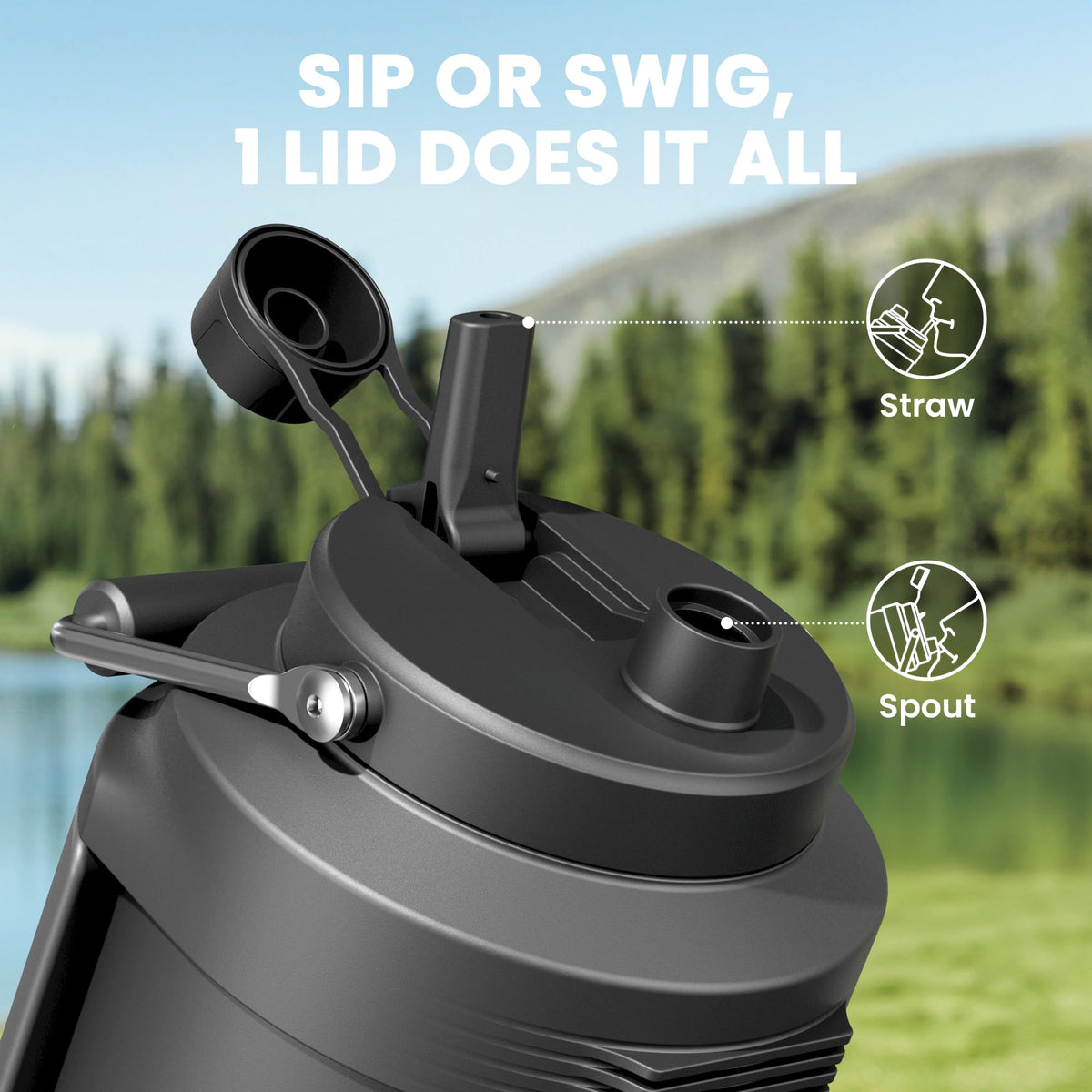 Meoky 128oz bottle with leak-proof cap preventing spills during travel
