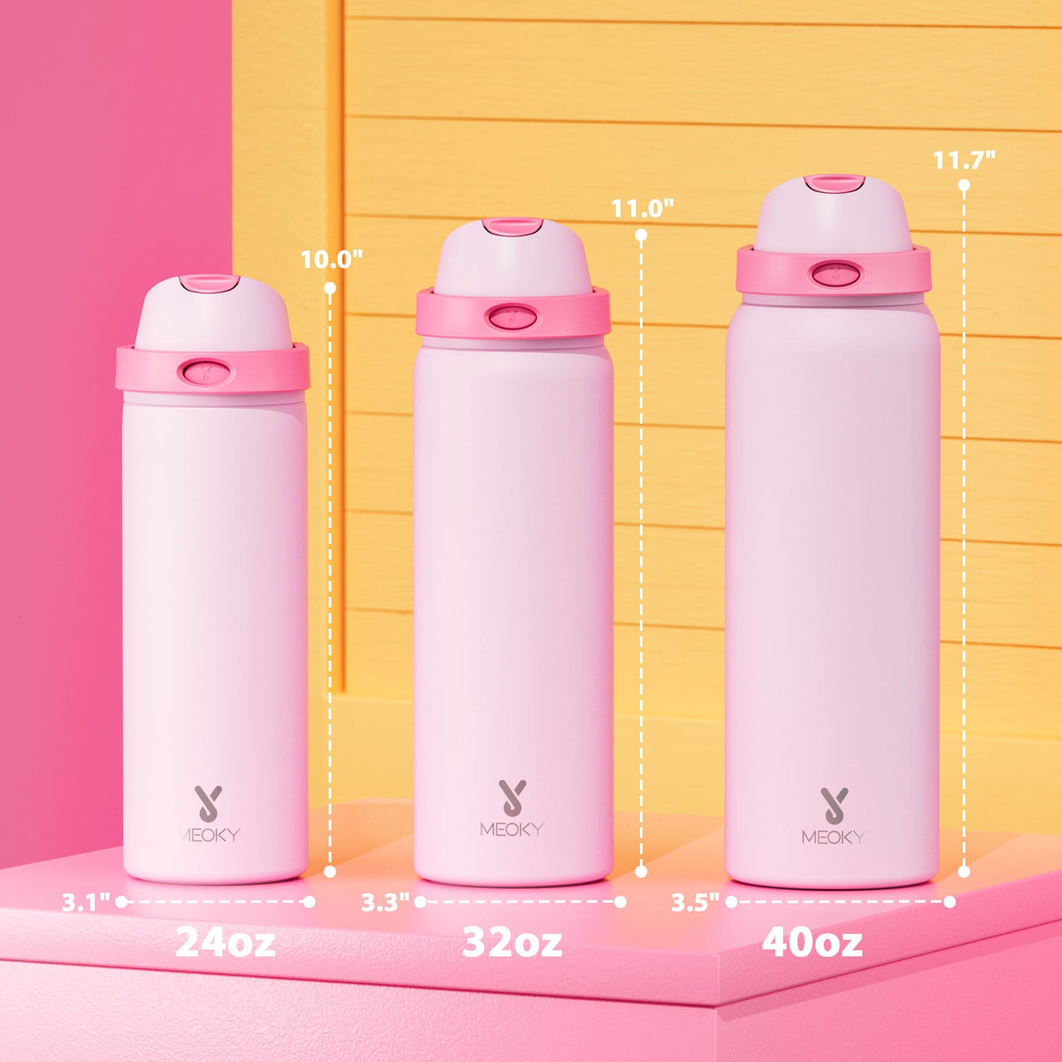 Meoky 24hr cold insulation keeps beverages refreshing on long outdoor runs.