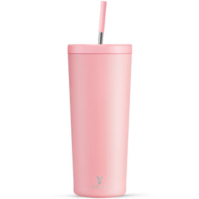Meoky 24 oz insulated tumbler in blush front view showing sleek design for cold drinks all day.