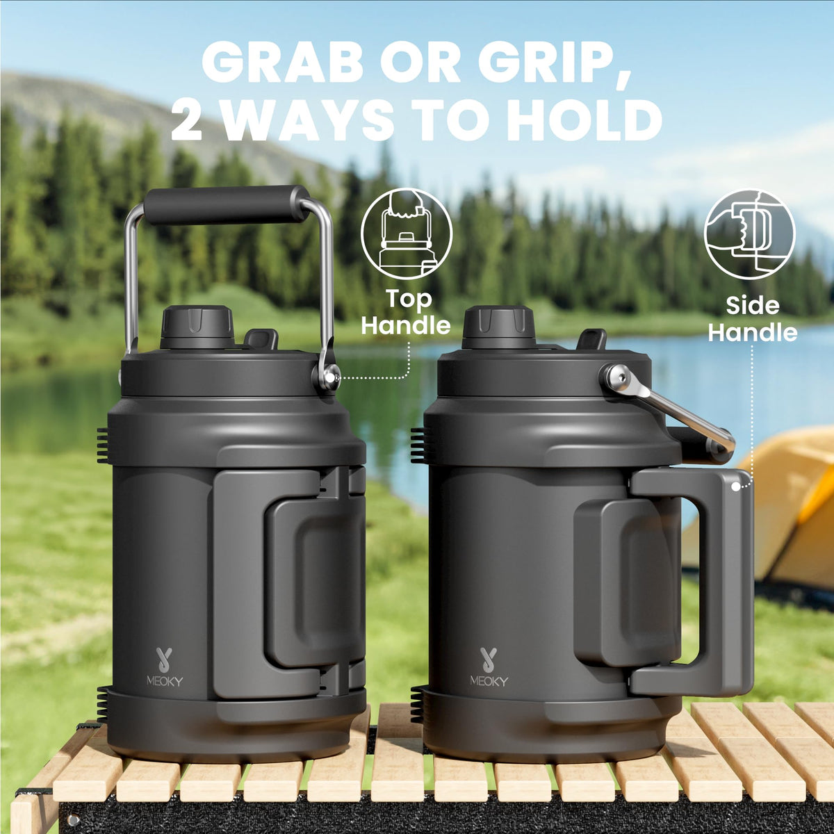 Meoky 2-in-1 lid offering sip and spout for versatile hydration