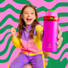 Meoky 2-in-1 lid with straw and spout for quick swigs between classes.
