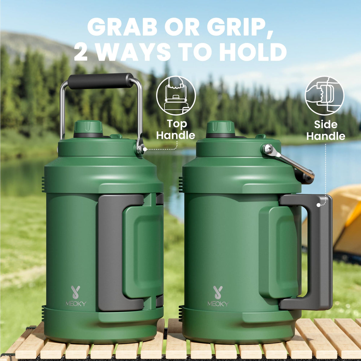 Meoky 2-in-1 lid shown with straw and spout for versatile sipping.