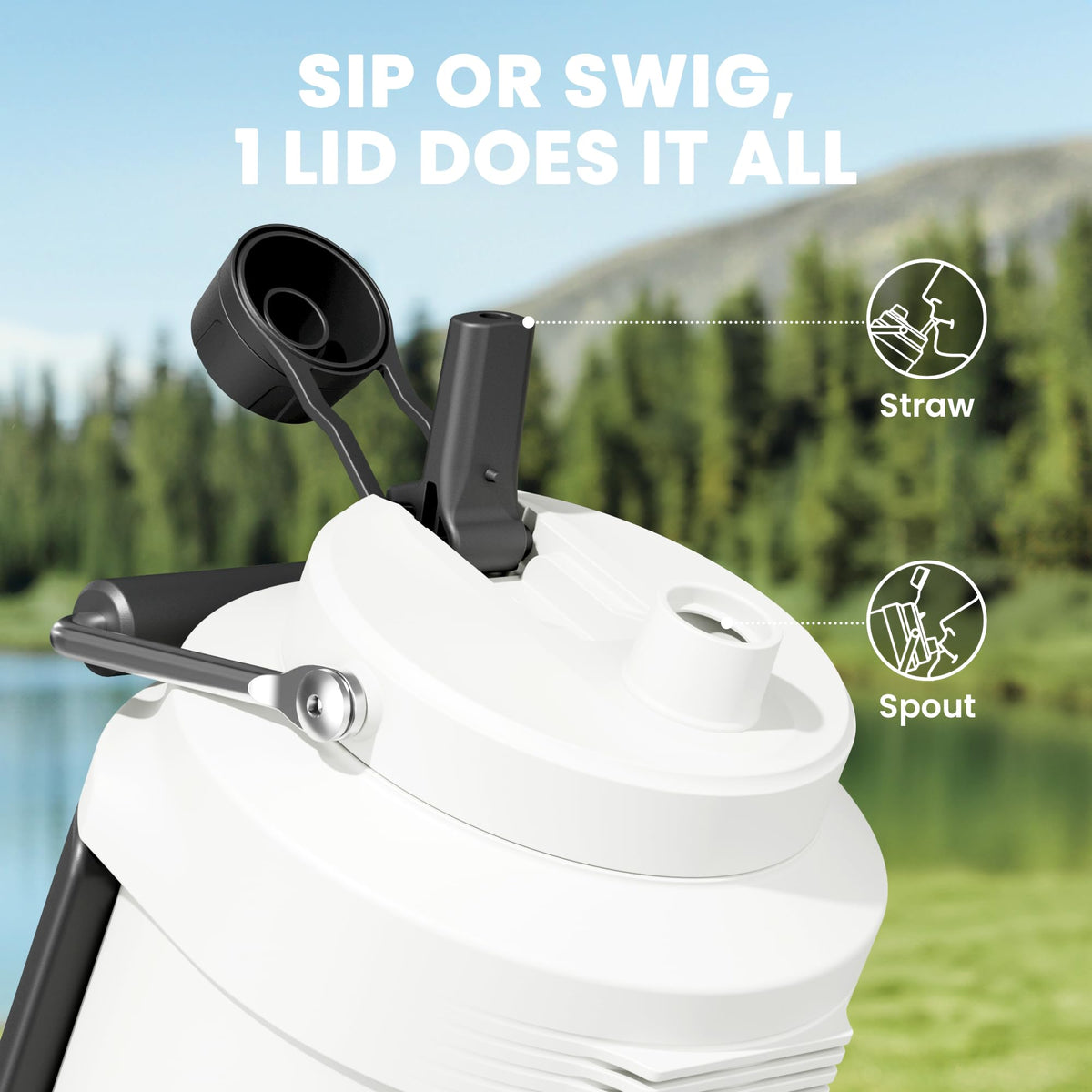 Meoky 2-in-1 lid with straw and spout for versatile sipping