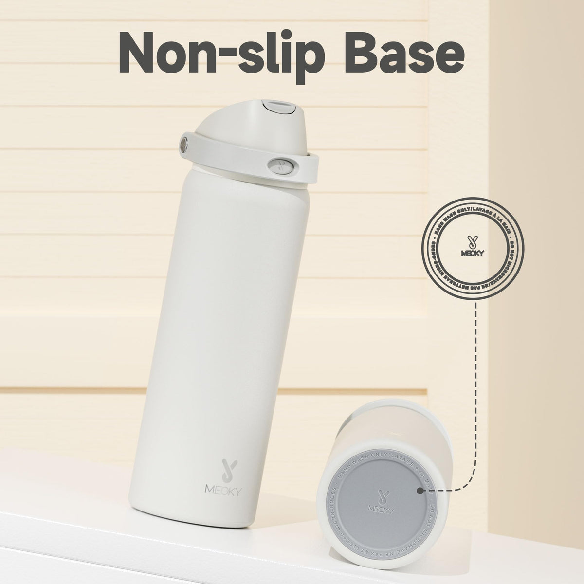 Meoky 32oz bottle showing compatibility considerations for car cup holders