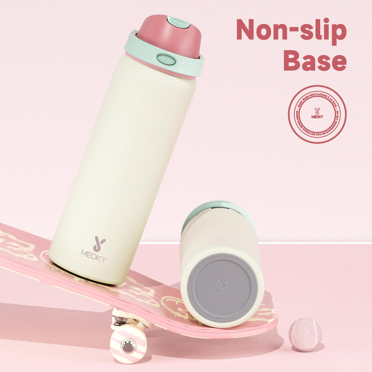 Meoky BPA-free bottle ensures safe everyday hydration.