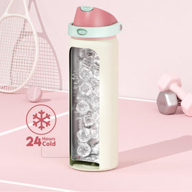 Meoky leak-proof bottle with carry loop for secure transport.