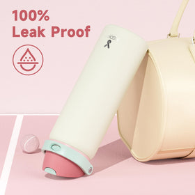 Meoky bottle with protective silicone base to prevent dents.