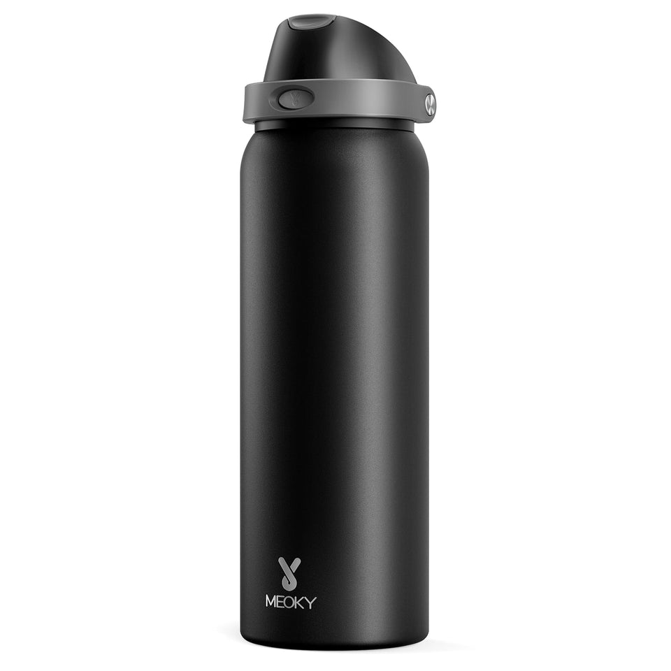 Meoky 40oz insulated bottle with 2-in-1 lid for on-the-go sipping