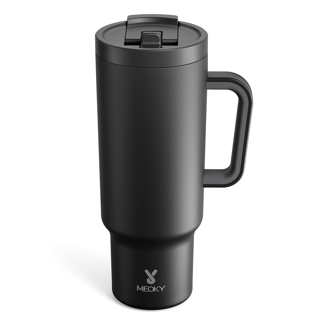 Meoky 40 oz tumbler with handle on the side for easy on-the-go hydration.
