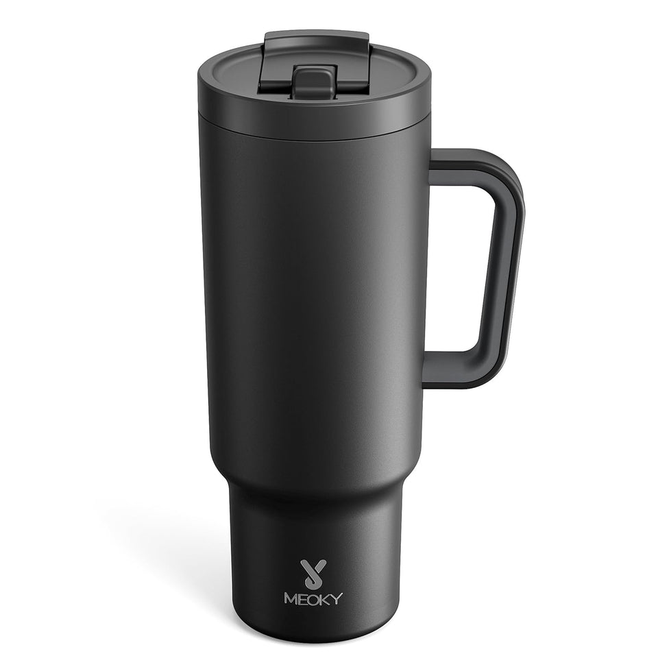 Meoky 40 oz tumbler with handle on the side for easy on-the-go hydration.