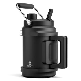 Meoky 64 oz bottle with top handle for easy carrying on hikes