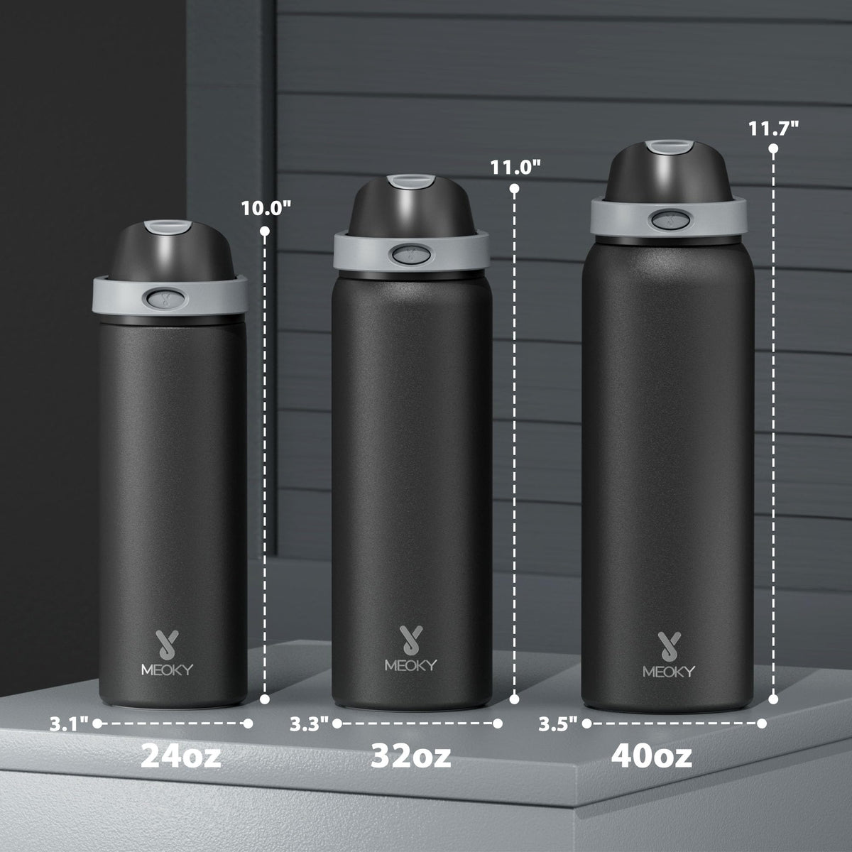 Meoky bottle with sweat-free stainless steel for all-day comfort