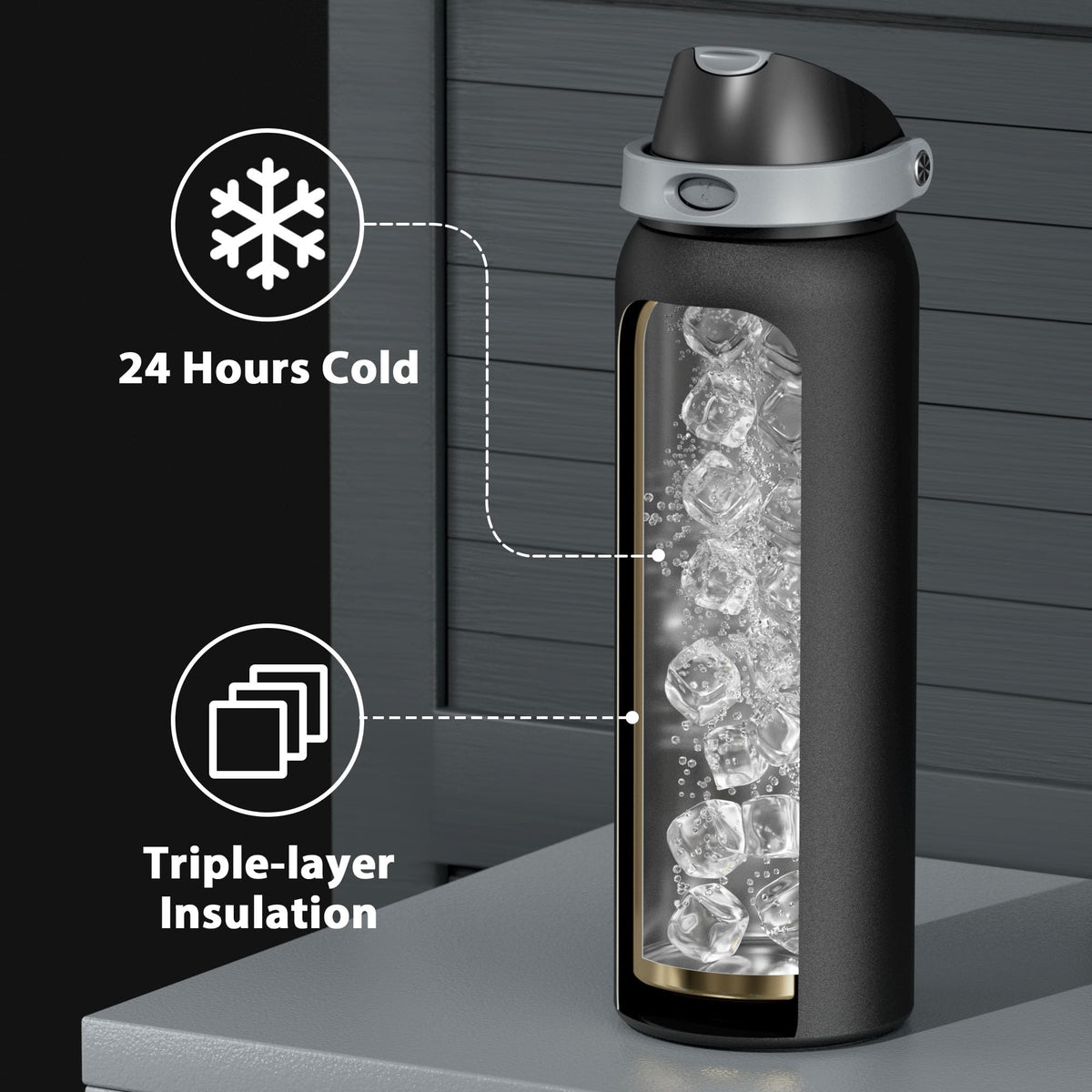 Meoky bottle wide opening for easy cleaning and ice addition