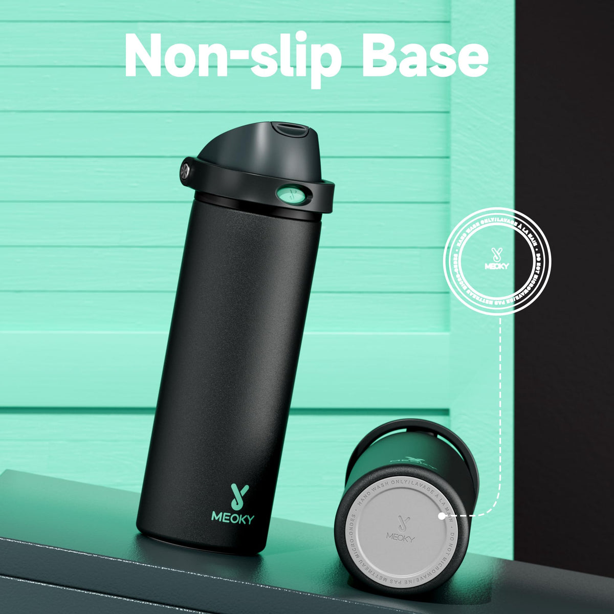 Meoky bottle fits car cup holders on road trips