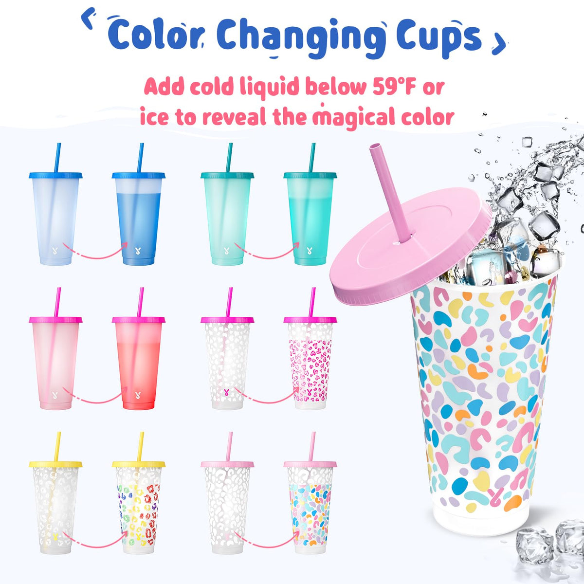 Meoky color-change hearts pattern enhances iced drinks at gatherings